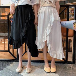 Midi Ruffle Trim Skirt
