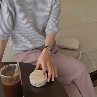 Round-neck Textured Knit Top One Size
