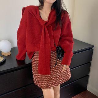 Set: Mini A-line Skirt + Cardigan