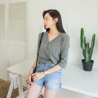 V-neck Elbow-sleeve M Lange Henley