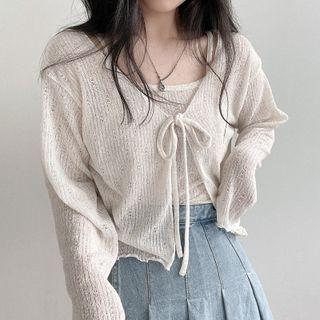V-neck Open Front Cardigan / Camisole