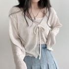 V-neck Open Front Cardigan / Camisole