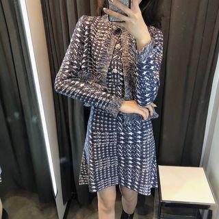 Houndstooth Cardigan / Sleeveless Dress
