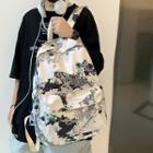 Set: Astronaut Print Nylon Backpack + Bag Charm