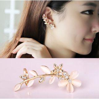 Rhinestone Flower Cuff Earring As Shown In Figure - One Size