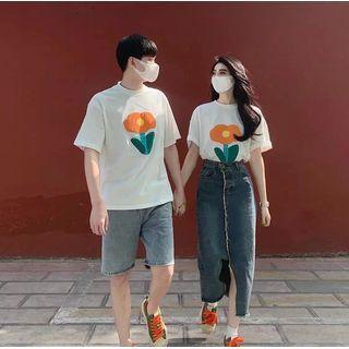 Couple Matching Flower Print T-shirt