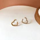 Heart Rhinestone Asymmetrical Earring 1 Pair - Gold & White - One Size