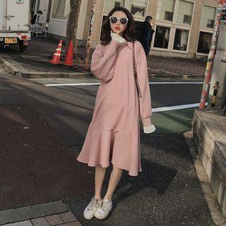 Mock Two-piece Ruffled Sweatshirt Dress
