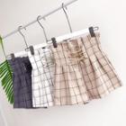 High-waist Lace-up Check Shorts