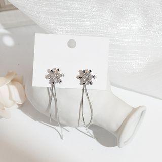 Rhinestone Snowflake Drop Earring 1 Pair - Era041-71 - Silver - One Size