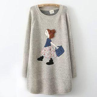 Cartoon Appliqu  Sweater Dress