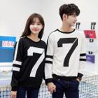Couple Matching Two-tone Numbering Sweatshirt
