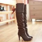Ribbon Detail High Heel Over-the-knee Boots