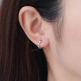 Geometric Sterling Silver Earring 1 Pair - Silver & Black - One Size