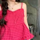 Frill Trim Gingham Check Camisole Top