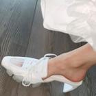 Block Heel Pointed Lace Up Mules