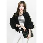 Puff-sleeve Frill-detail Zip Jacket