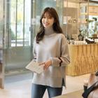 Mock Turtle-neck Contrast-trim Sweater
