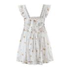 Sleeveless Lace Trim Floral Embroidered Mini Dress