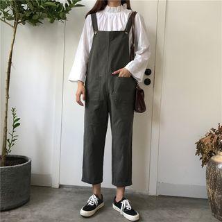 Plain Frill Trim Blouse / Plain Pinafore Jumpsuit