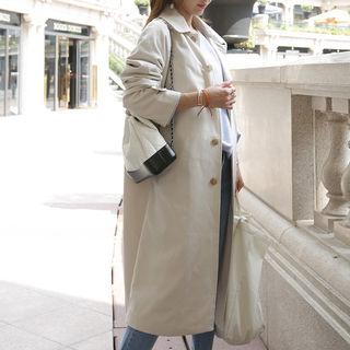 Hidden-button Mac Coat Light Beige - One Size