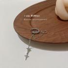 Star Chained Alloy Dangle Earring 1 Pc - Silver - One Size