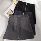 Zipped A-line Skirt