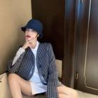 Long-sleeve Shirt / Striped Buttoned Jacket