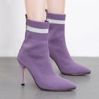 High-heel Pointy-toe Knit Short Boots