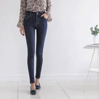 Stitched Stretch Skinny Jeans