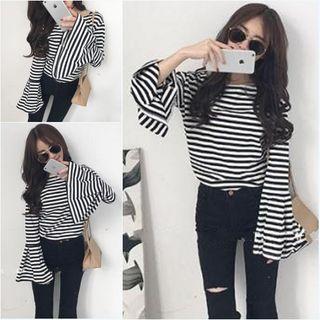 Striped Bell-sleeve T-shirt