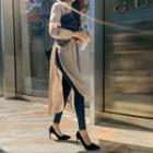 Wide-cuff Deep-slit Shirtdress