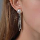 Faux Pearl Rhinestone Drop Earring 1 Pair - 01 - Gold - One Size