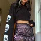 Cropped Skull Print Sweater