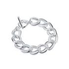 Simple Geometric Twist Double Circle Bracelet Silver - One Size