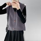 Buttoned Knit Vest / Long-sleeve Mock-neck Top