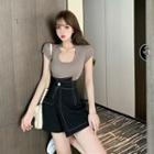 Short-sleeve Knit Top / Mini A-line Skort