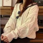 Tie-back Cable Knit Sweater Off-white - One Size