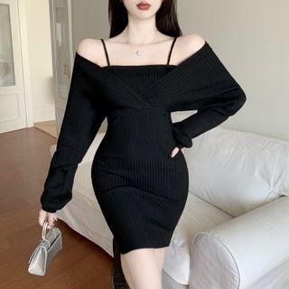 Mock Two-piece Knit Bodycon Dress
