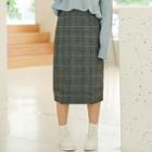 Back-slit Plaid Mini Skirt