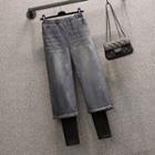 Mock Two-piece Wide-leg Jeans