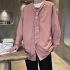 Tie-neck 3/4-sleeve Shirt