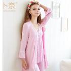 Set : Lace Night Gown + Lace Vest + Lace Pants