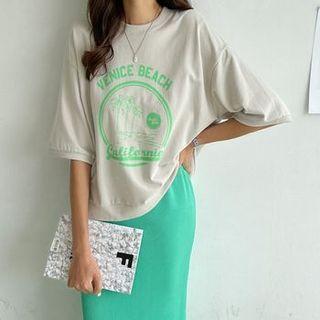 Drop-shoulder Letter Graphic Print Sweatshirt