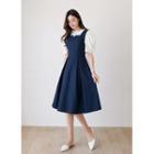 Square-neck Flared Overall Dress