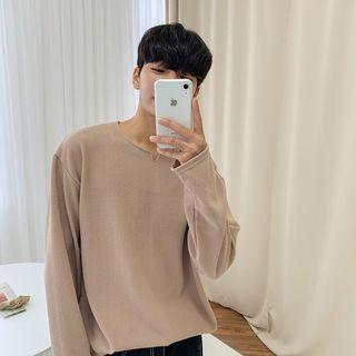 Slit-neckline Loose-fit T-shirt In 8 Colors