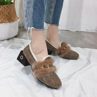 Plaid Block-heel Loafers