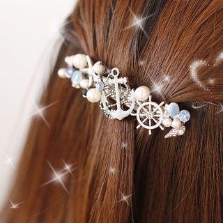 Anchor Faux Pearl Rhinestone Hair Clip