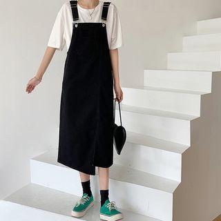Asymmetrical Denim Midi A-line Overall Dress