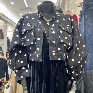 Dotted Denim Jacket Black - One Size